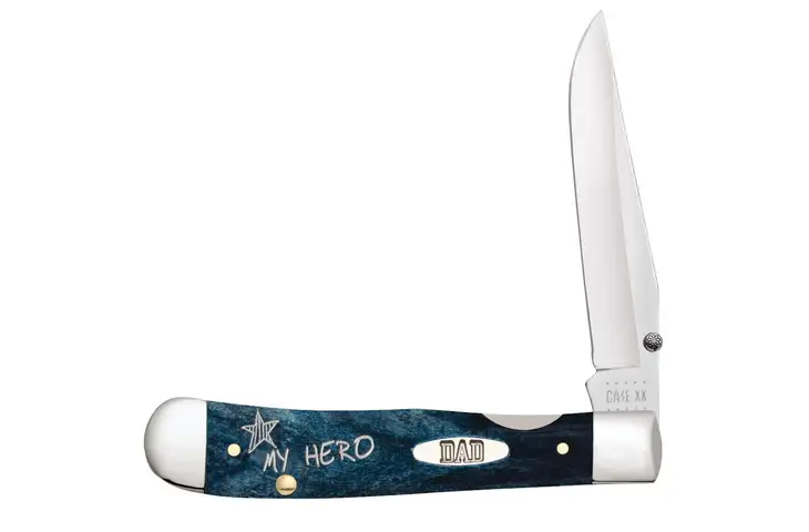Case Embellished Smooth Kickstart TrapperLock Folding Knife w/Dad Shield and Pocket Clip